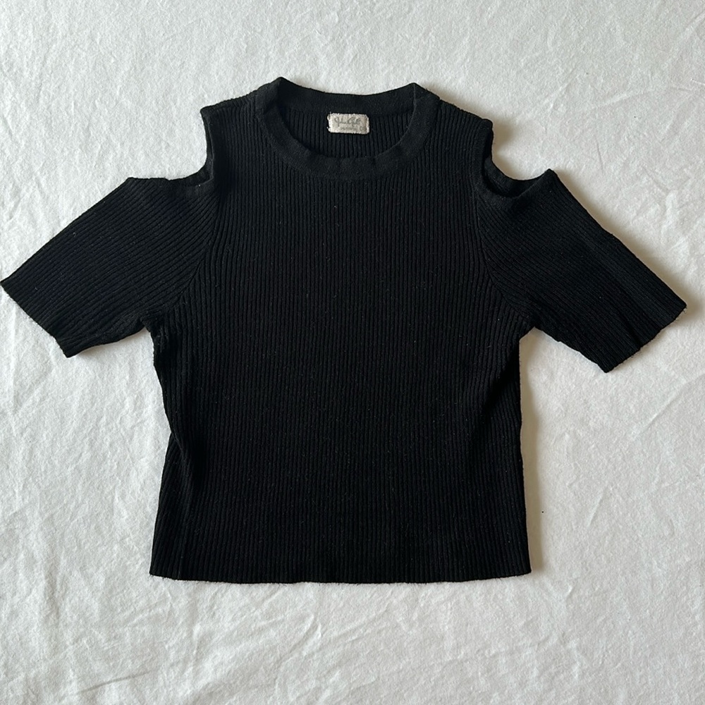 John Galt Black Cropped Sweater Top Size Small
